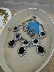 AdR Anna Della Russo X H&M Necklace Green Stones Rare Y2K Vintage With Box