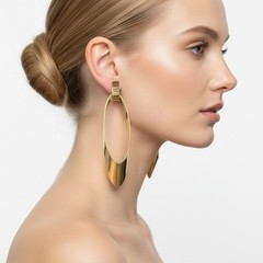 Large Earrings Vintage 1980s Oversized Gold Tone Sculptural Pierced