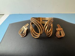 Vintage Renoir Rhythm Copper Cuff Bracelet And Earrings