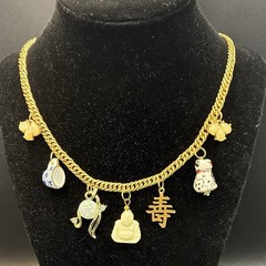 Vintage Estate Assemblage of Charms &Trinkets: Thermoset Confetti, Lucite Buddha