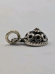 Vintage 925 Sterling Silver Bali Flower Dome Charm Small Half Bead 1.1g Filigree