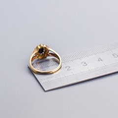 Vintage Style Art Deco Sapphire and Lab Created Diamond Ring 925 Sterling Silver