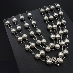 Vintage Sterling Silver 925 Long Bead Chain Necklace 145cm 83g Italy Estate