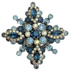 ORIGINAL By ROBERT BLUE & AB CRYSTAL RHINESTONE PIN BROOCH PENDANT VINTAGE 3.25”