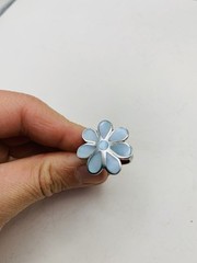 Vintage Sterling Silver Size 6 Spring Pastel Blue Flower Statement Cocktail Ring
