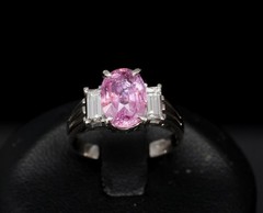 Rare 2.10ct GIA Certified Pink Sapphire 0.40ct Diamond Platinum Ring Size 5