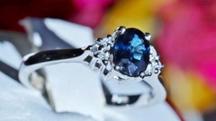 14k white gold sz 7.75 ring 1.00ct natural, treated sapphire diamond 3.30g N3397