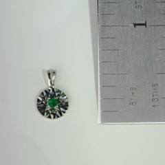14K Solid White Gold Natural Emerald Circle Reflection Pendant Necklace