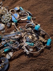 Large 1/2 Pound Collection Of Vintage Silver Toned Jewelry Pieces Poss. Sterling