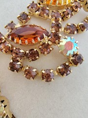 Juliana DeLizza Elster Topaz Amber Rhinestone Bib Necklace Statement Choker Rare