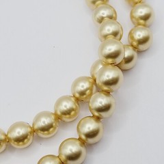 Double Strand 1950s Pearly Light Gold Color Beaded Choker Vtg Necklace 15 Inch