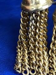 Vtg Unbranded Costume Jewelry Chain Tassel Dangle Drop Clip On Estate Earrings