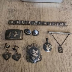 VINTAGE LOT OF STERLING SILVER SIAM JEWELRY PIECES/ 7 TOTAL