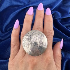Vintage Suzanne St. Claire Sterling Silver Hammered Disc Ring Size 7.5