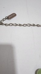 Vtg Kissaka Faux Pearl Necklace Green White Pearls Silver Toned Chain 19” Signed
