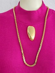 MONET 2 pc heavy 15″ chain and 2 1/2″ by 1 1/2″ shinny pin Statement pieces
