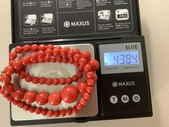 Antique genuine red coral graduated bead necklace 21 in 43.84g