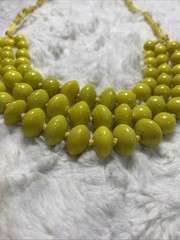 Vintage Hand Knotted Woven String Mult-Strand Chartreuse yellow Necklace