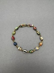 VTG Joan Rivers Egg Link Bracelet Set, Signed Multicolor Enamel Egg Bracelets