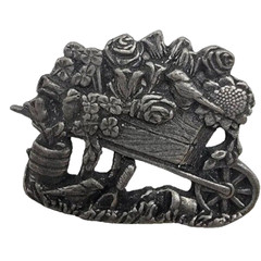 Birds and Blooms Pewter Wheelbarrow Flowers Brooch