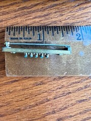 Lovely Antique Gold-filled etched BAR PIN inset with Turquoise beads