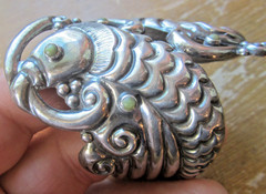 Vintage Taxco Sterling Twin Koi Fish Clamper Bracelet – RARE MAKER – SUPERB!!!