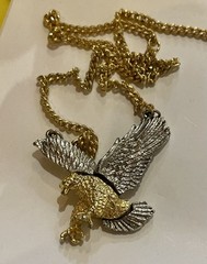 Vintage Gold Tone silver tone Mens Eagle Necklace Pendant with Chain (no clasp)