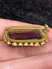 Vintage Rhinestone Brooch Gold Tone Purple READ
