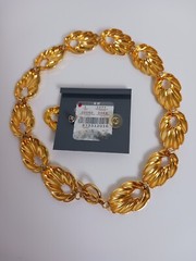 Vintage Casual Corner Choker Necklace With Earrings Goldtone