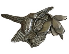 Vintage Birds and Blooms Pewter Pin Hummingbird Brooch 1995-1996 Premier Edition