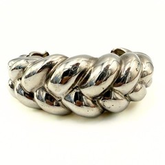 MCM Modernist Ribbed Sterling Silver Braided Cuff Bracelet