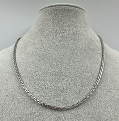 Vintage Sterling Silver Rectangular Block Link Chain Necklace 18″ 15.9g 2.5mm