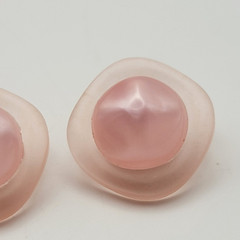 Vintage Avon Pink Frosted Lucite Stud Earrings Pierced 24mm Tea Rose