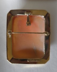 Vintage Milor Italy 14K Gold Carved Shell Cameo Pendant Brooch Pin