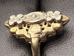 Antique Art Deco 14K Yellow White Gold Diamond Ring Size Filigree Cocktail
