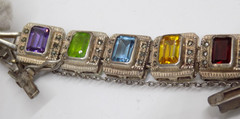 925 Sterling Silver Gemstone Amethyst Peridot Topaz Citrine Marcasite Bracelet