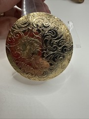 Vintage Filigree Gold Tone Scarf Ring With Locket 1.5” Round
