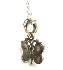 Vintage Sterling Silver Marcasite Butterfly Necklace 18″ Pendant Dainty Black