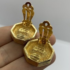VTG SWAROVSKI CRYSTAL SIGNED SAL GEOMETRIC EARRINGS CLIP-ON OCTAGON CLEAR