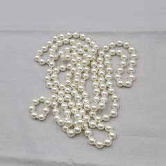 Vintage Satin White Glass Bead Necklace Hand Knotted 2.5mm 56″