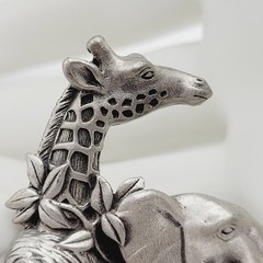 Fable Safari Africa Animal 3D Sculpted Pewter Silver Tone Collage Vtg Brooch Pin