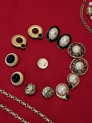 Lot Of Gold Tone 1990’s, 2000’s Necklaces, Earrings, Pins, 14 Pieces, One Monet
