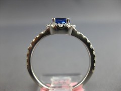 ESTATE .99CT DIAMOND & AAA SAPPHIRE 14KT WHITE GOLD 3D CLASSIC HALO LOVE RING