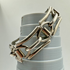 Vtg Harry S Bick Bracelet Chain MCM Sterling Silver Geometric Rectangular Link