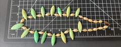 Heavy Vintage Unique Large Green Marquise Shape Opals & Faux Pearl Push in Clasp