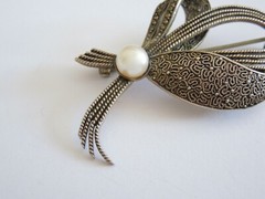 Original Fahrner Theodor Fahrner 925 Silver Brooch With Marcasites, Pearls 7.8 G