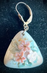 Vintage Enamel Daisy Flowers Necklace Pendant & Earring Set Made in USSR