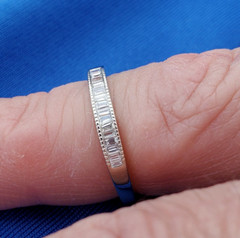 EARTH MINED DIAMOND Baguette Milgrain Deco Wedding Band SOLID 14K GOLD Ring S 5