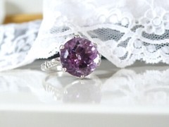 Vintage Sterling Silver 925 Rose De France Heated Amethyst Crown Ring Size 7