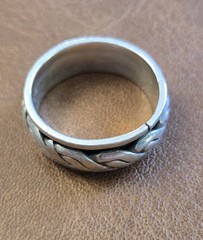 Vintage Woven Braided Spinner Ring 925 Silver Size 9.5